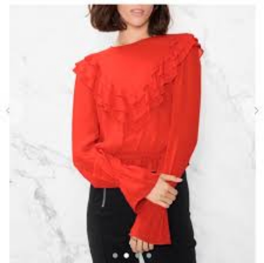 & Other Stories Red Ruffle d Blouse - Picture 4 of 13